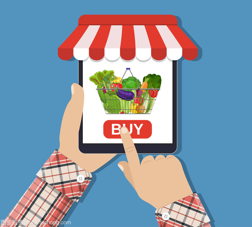 在线购物,食品智能手机